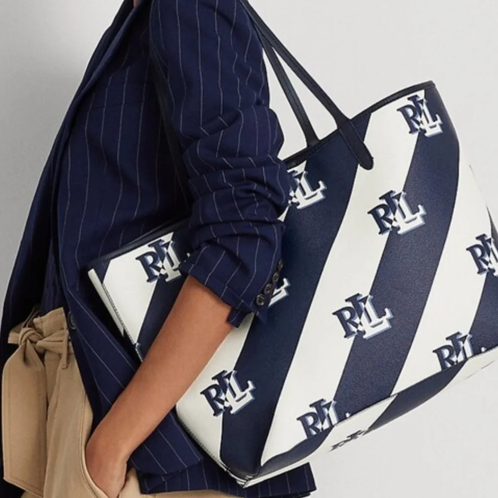 Ralph Lauren Navy and White Tote‎ Bag ( Spring 1 Navy)